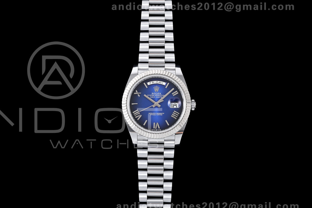 DayDate 40 228239 QF 1:1 Best Edition Blue Ombre Roman Dial on President Bracelet JH3255 Free Sprung V9